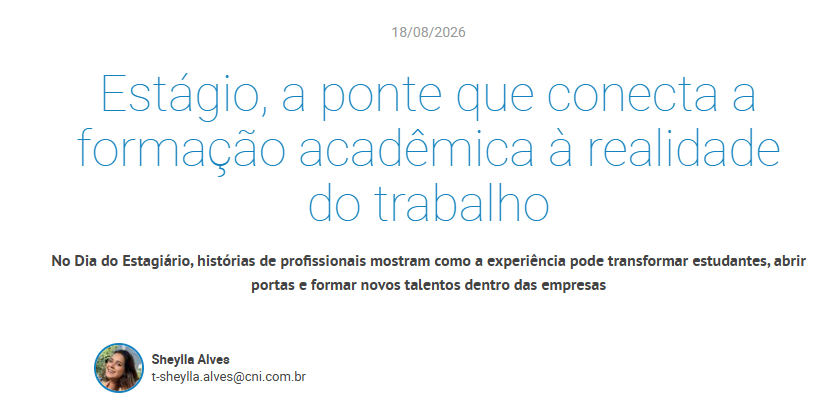 Print original da matéria Estágio, a ponte que conecta a formação acadêmica à realidade do trabalho