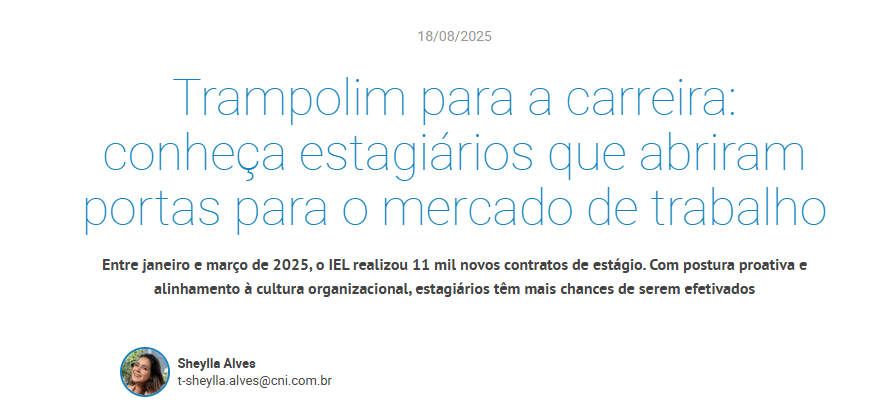 Print original da matéria Trampolim para a carreira