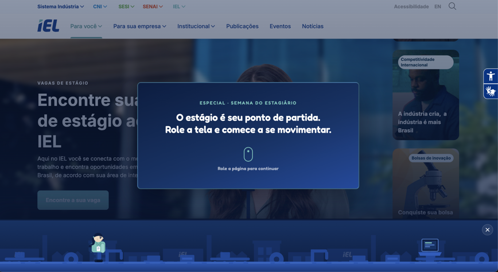 Print original da intervenção do Dia do Estagiário no Portal do IEL