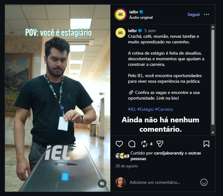 Print original do vídeo POV: você é estagiário no Instagram