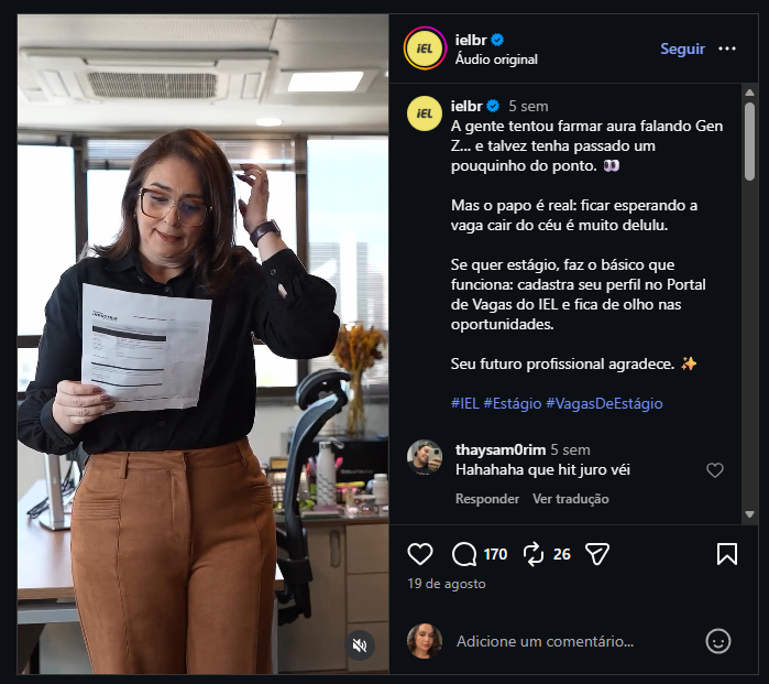 Print original do vídeo Todo profissional de sucesso já esteve no lugar de um estagiário