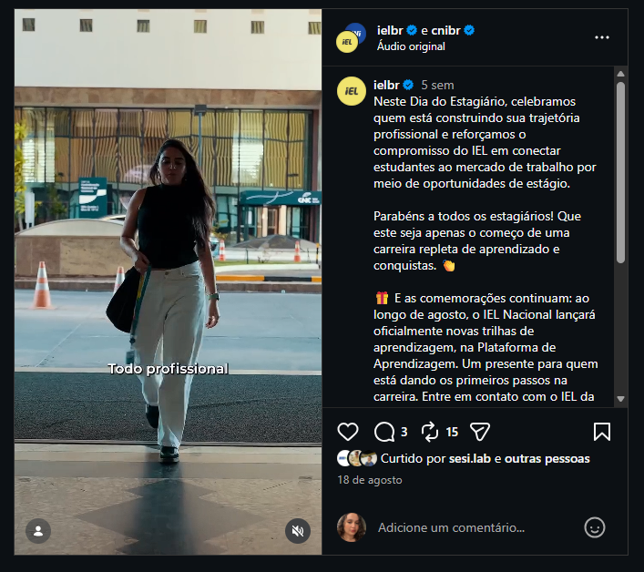 Print original do vídeo Vida de Estagiário no Instagram